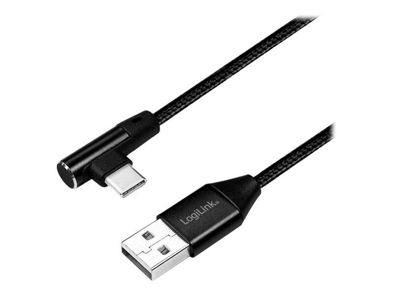 Logilink / USB cable / 24 pin USB-c (m) angled to USB (m) straight / USB 2.0 / 5 v / 3 a / 30 cm / black-null