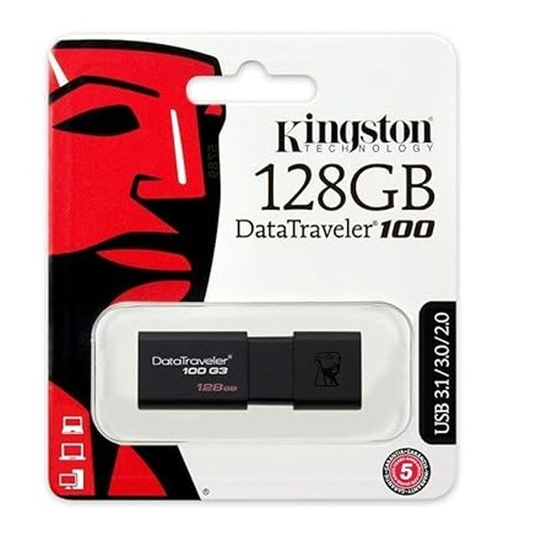 Kingston 128GB datatraveler 100 g3 USB 3.2 black image number null