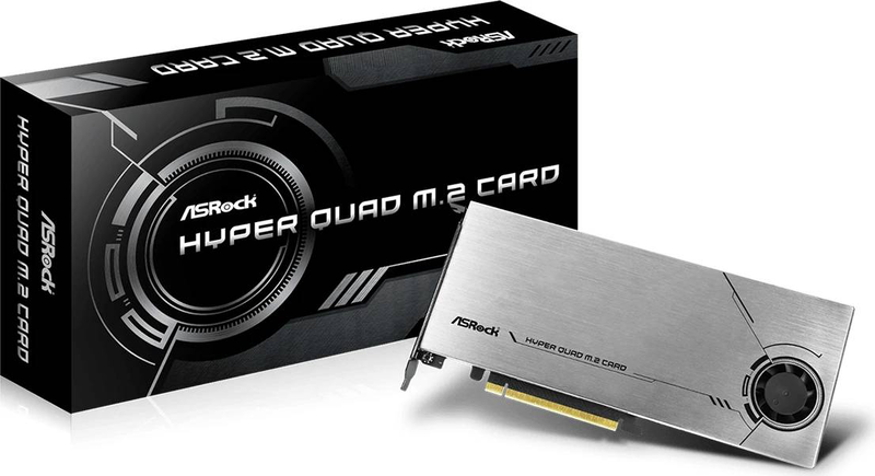 Asrock hyper quad m.2 card pcie 4.0 x16 quad nvme m.2 SSD adapter with cooling fan vroc raid 90-mca0g0-a0uayz-null