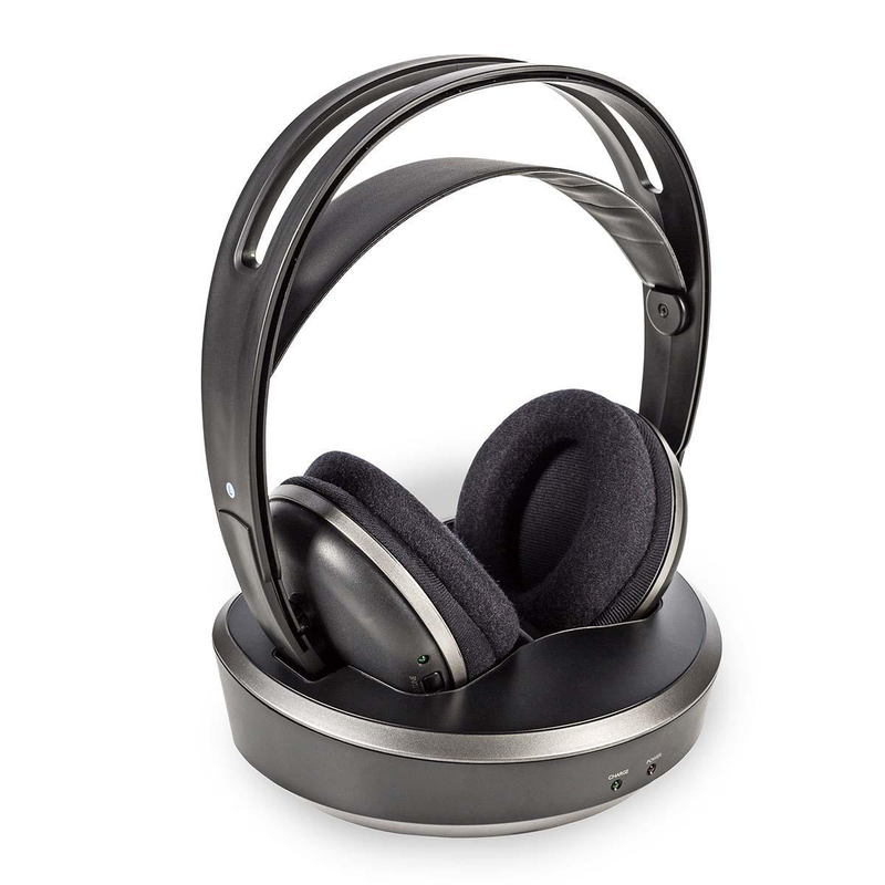Nedis over ear wireless headphones radio frequency with 15 operating hrs black/silver, , medium-null