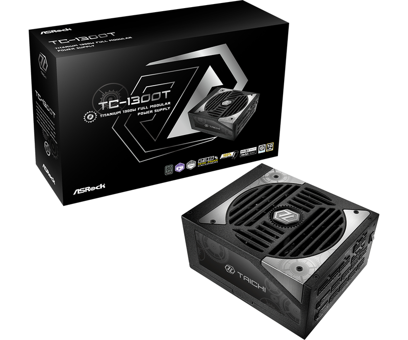 Asrock taichi tc-1300t power supply 1300w atx 3.1 80 plus titanium fully modular 135mm fdb dual 12v-2x6 black-null