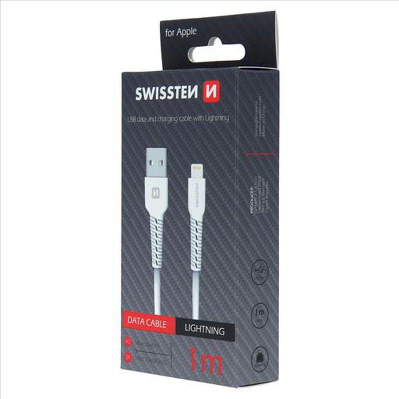 Swissten 1m USB lightning white, , medium-null