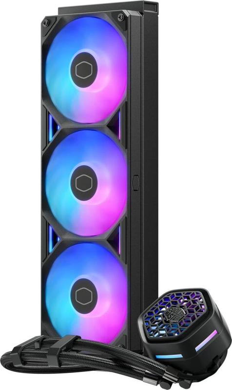 Cooler master masterliquid atmos II 360 vrm fan aio liquid CPU cooler 360mm argb dual-chamber pump 400mm tubing intel AMD black-null