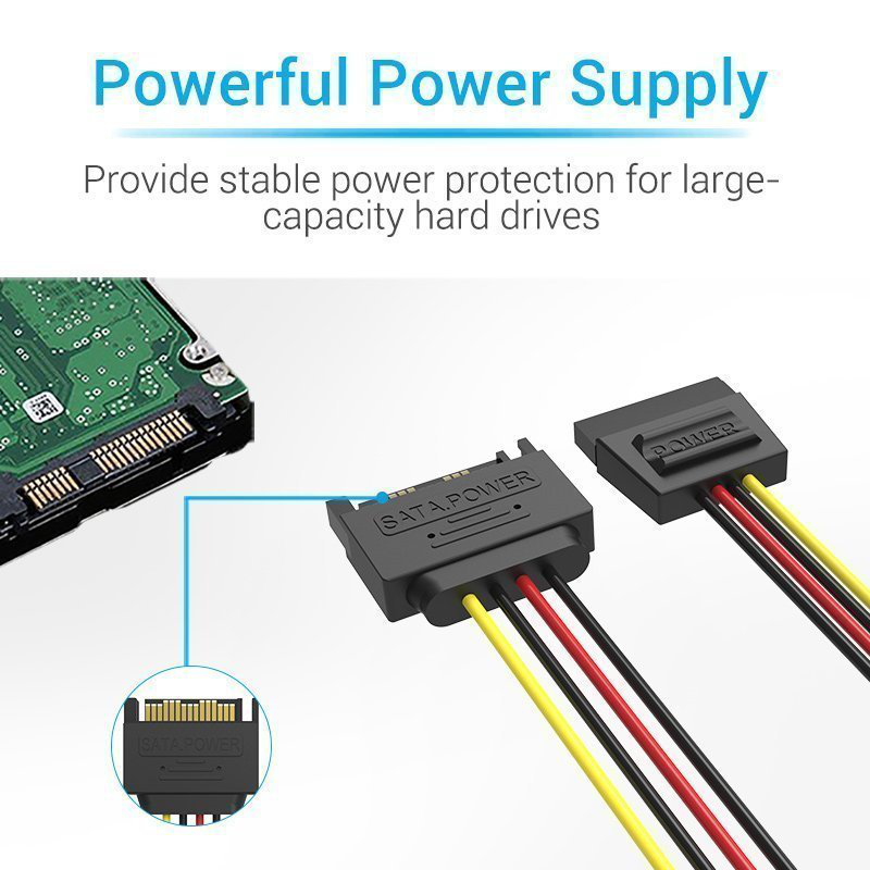 Vention it cable sata 15p power extension 0.3m kdaby, , medium-null