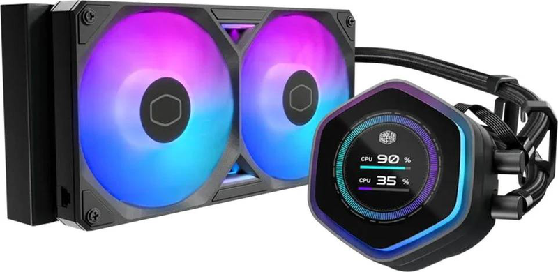 Cooler master masterliquid atmos II lcd 240 aio liquid CPU cooler 240mm push-pull argb 2.1in 480x480 lcd black-null