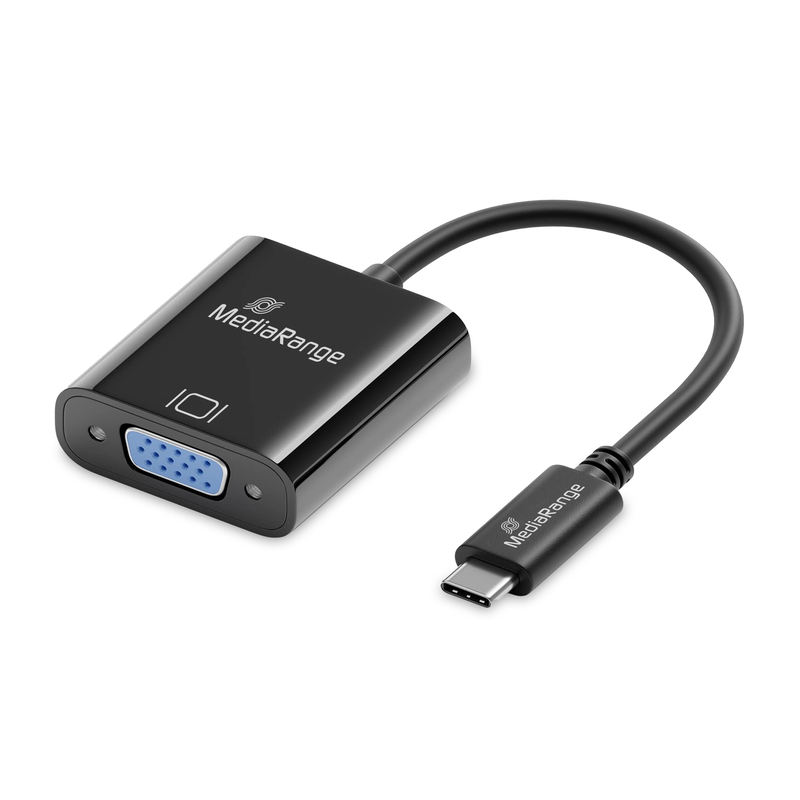 Mediarange USB Type-C&reg; to vga video converter, 20cm, black, , medium-null