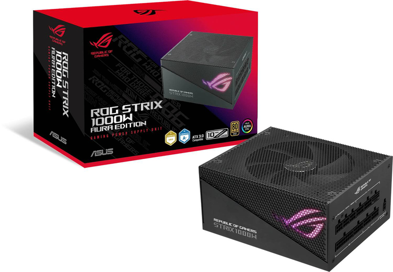 Asus rog strix 1000w gold aura edition 90ye00p1-b0na00 atx 3.0 fully modular power supply 80 plus gold argb black-null
