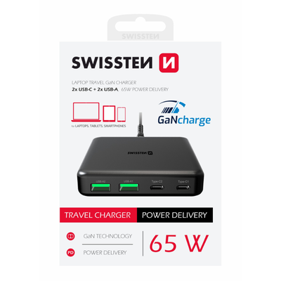 Swissten compact gan desktop charger - black, , medium