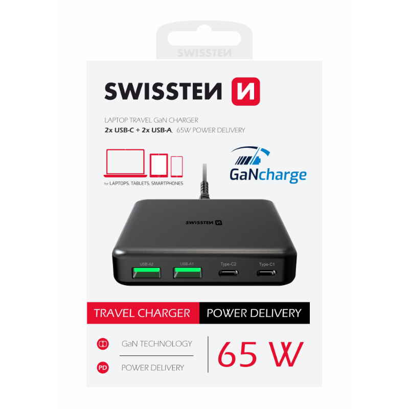Swissten compact gan desktop charger - black, , medium-null