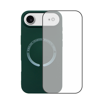 iPhone 17 Air MagSafe silicone case & full face glass green set &theta;ή&kappa;&eta; &kappa;&iota;&nu;&eta;&tau;&omicron;ύ &, Green, medium