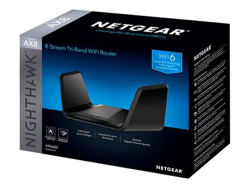 Netgear rax70 / wireless router / 4-port switch / gige / 802.11a/b/g/n/ac/ax / tri-band, , medium-null