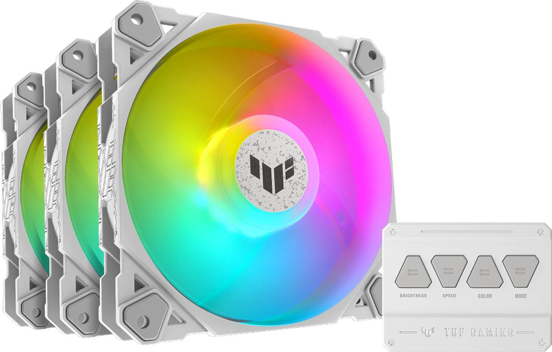 Asus tuf gaming tf120 argb white edition 120mm pwm case fan 3-pack 1900 rpm fluid dynamic bearing aura sync-null