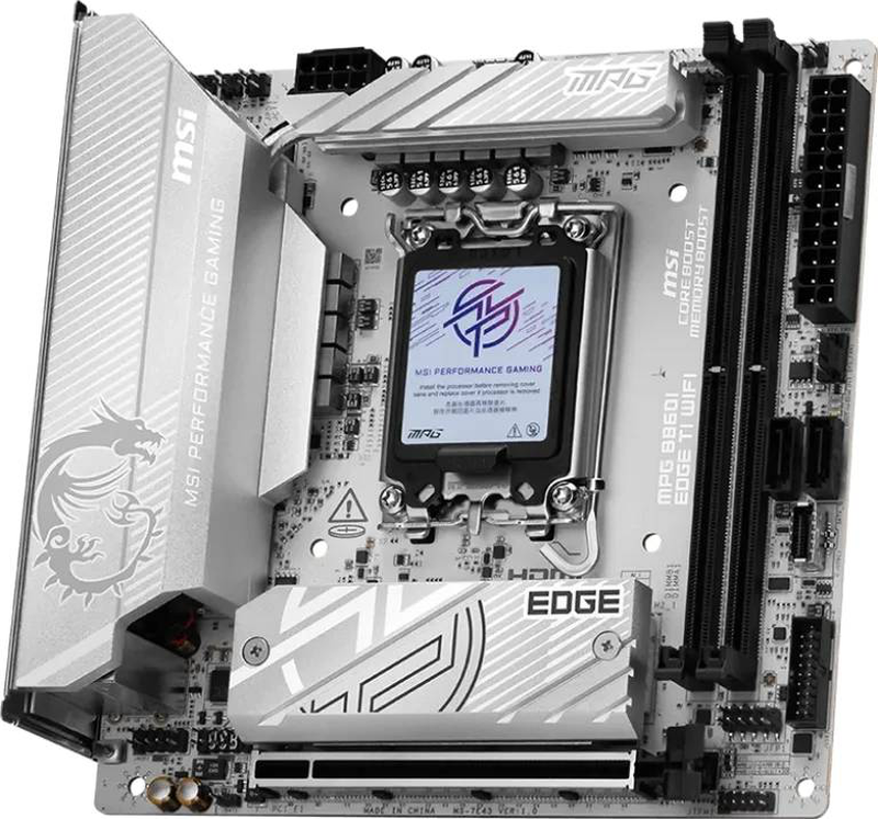 Msi mpg b860i edge ti Wi-Fi mini-itx motherboard lga 1851 intel b860 ddr5 pcie 5.0 thunderbolt 4 Wi-Fi 7 white-null