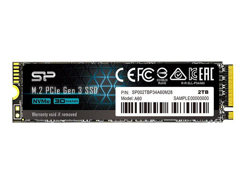 Silicon power a60 2TB m.2 2280 nvme SSD | 2TB | 22 mm x 80 mm x 3.5 mm-null