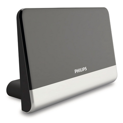 Philips sdv6222/grs  digital TV antenna with amplifier 42 db and gsm filter &ndash; 21 x 14 cm, Black, medium
