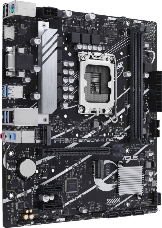 Asus prime b760m-k d4 micro-atx motherboard lga 1700 intel b760 ddr4 pcie 4.0 dual m.2 2.5GBe HDMI vga black-null