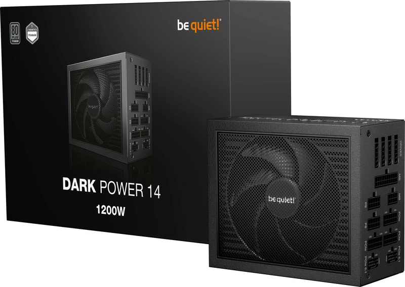 Be quiet! Dark power 14 1200w atx 3.1 psu 80+ titanium cybenetics fully modular pcie 5.1 12v-2x6 silent black-null