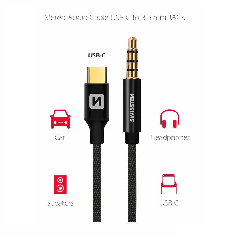 Swissten  audio USB-c to 3.5mm jack 1.5m black, , medium-null