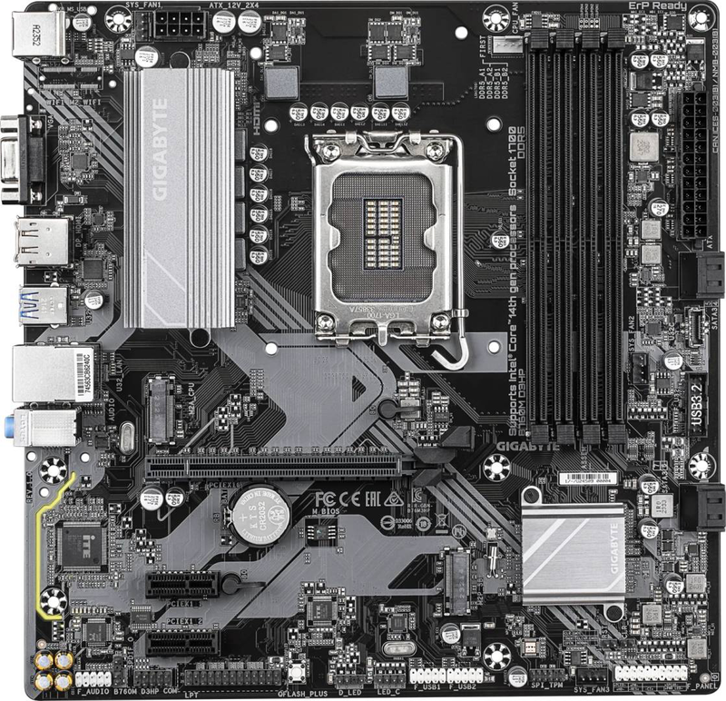 Gigabyte b760m d3hp ddr5 micro-atx motherboard lga 1700 intel b760 pcie 4.0 x16 dual m.2GBe HDMI displayport black-null