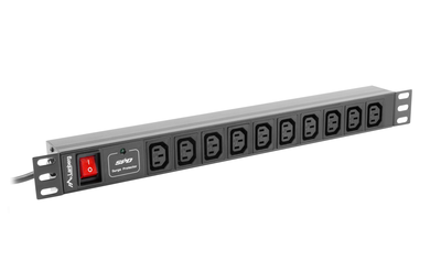 Lanberg pdu 1u 10-way iec 2m with iec plug surge, , medium