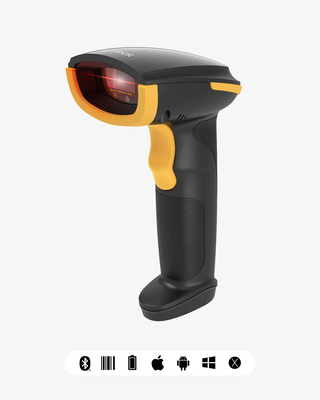 Inateck bcst-21 wireless 1d barcode scanner | bluetooth + 2.4GHz + USB | 220 scans/sec | 2600mAh battery | 200m range | black, , medium