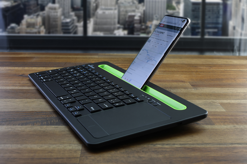 Mediarange compact-sized wireless keyboard and touchpad with integrated holder for mobile devices, , medium-null