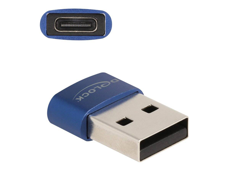 Delock - USB adapter - USB (m) to 24 pin USB-c (f) - USB 2.0 - 5 v - 3 a - blue-null