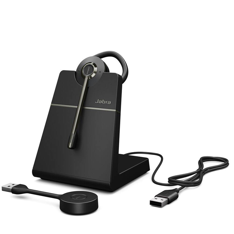 Jabra engage 55 se uc convertible wireless dect headset USB-a link 400a dongle 3 wearing styles charging stand black-null