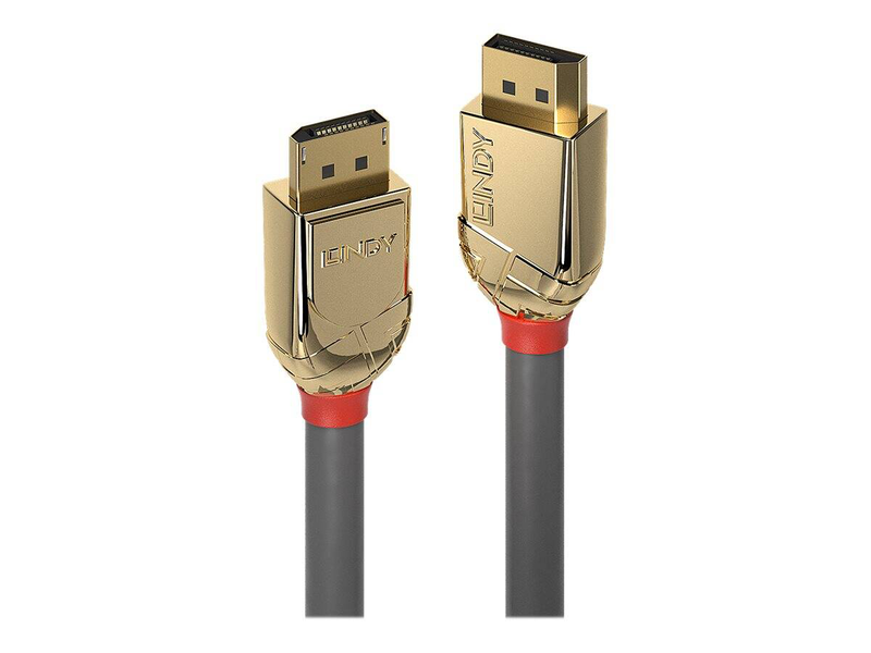 Lindy gold - displayport cable - displayport (m) to displayport (m) - displayport 1.4 - 2 m - round, solid, 4k support - grey-null