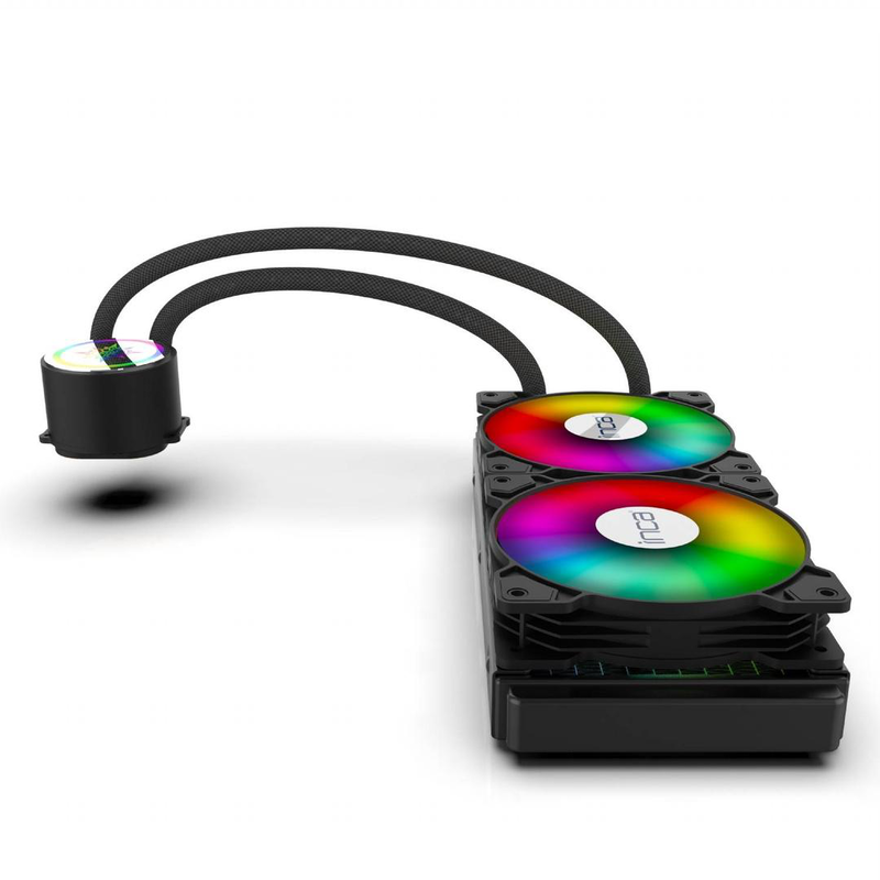 Inca iss-02xn 240mm aio liquid CPU cooler argb dual 120mm pwm fans remote control intel AMD black-null