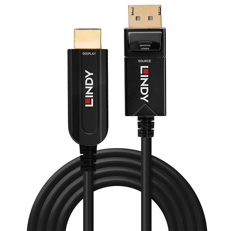 Lindy - adapter cable - displayport male to HDMI male - 40 m - hybrid copper/fibre optic - black - round, 4k support-null