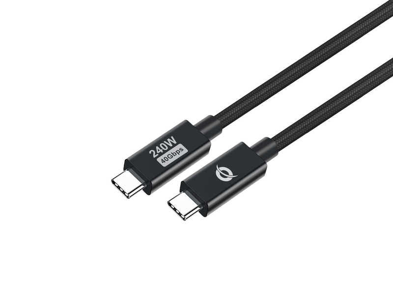 Conceptronic etta04b20 USB 4.0 Gen 3 c-c pd 3.1 240w cable 2m, 48v 5a, 40GBps, e-mark, 2 m, USB c, USB c, USB4 Gen 3x2, 40GBit/s, black-null