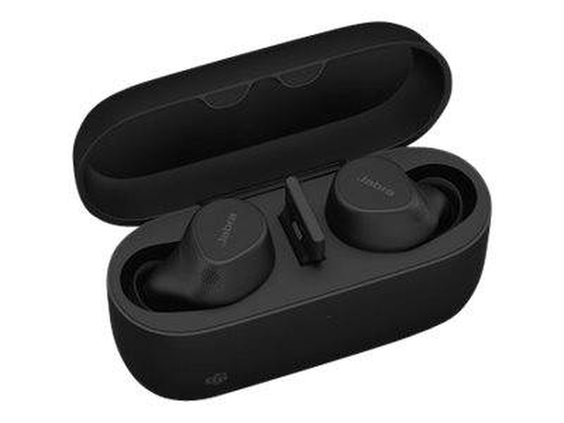 Jabra evolve2 buds ms true wireless earbuds anc 6-mic multisensor voice USB-a adapter bluetooth 5.2 ip57 black-null