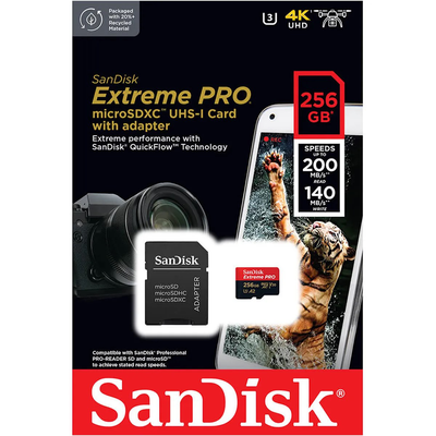 Sandisk extreme pro micro sdxc 256GB 200mb/s + adapter