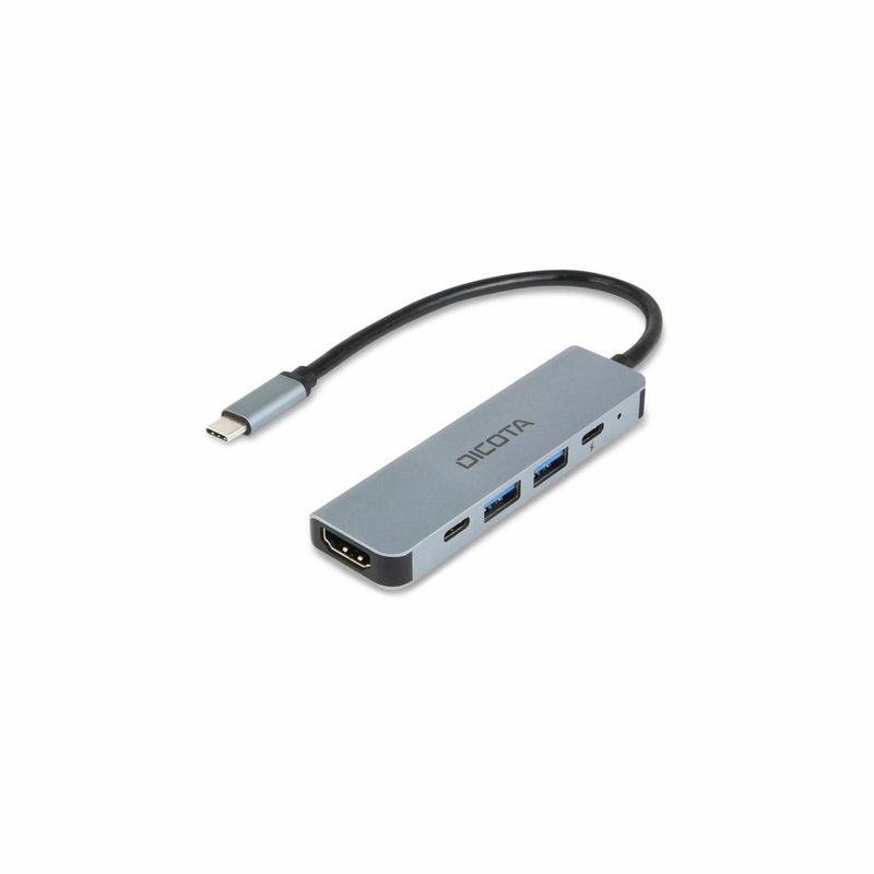 Dicota d32060 USB-c 5-in-1 video hub HDMI 4k USB-a USB-c 100w pd silver-null