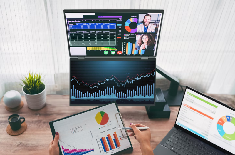 Acer pd193q e 18.5" dual-screen portable FHD ips 100hz monitor USB-c 15w adaptive-sync HDMI speakers clamshell travel black-null