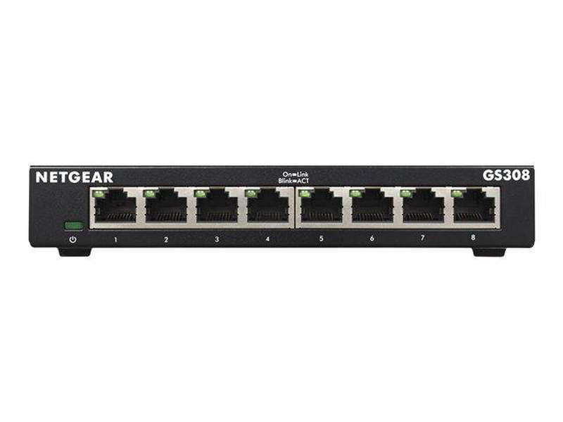 Netgear gs308 8-port gigabit unmanaged metal desktop switch plug and play black-null
