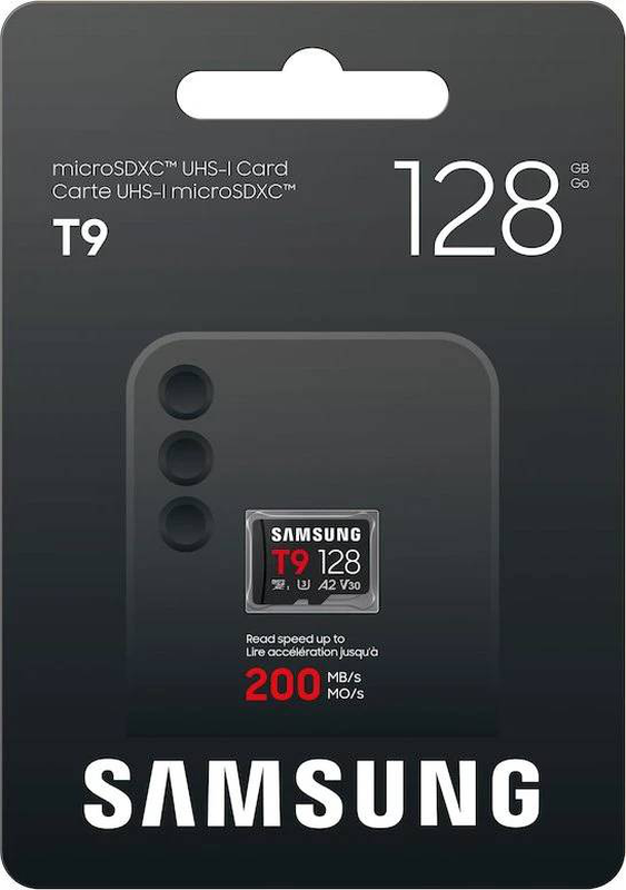 Samsung t9 128GB microsdxc uhs-i memory card 200mb/s u3 v30 a2 6-proof (mb-mh128t)-null