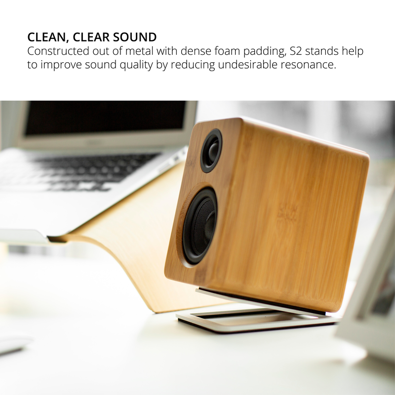 Kanto s2w angled desktop speaker stands for small speakers - white, pair-null