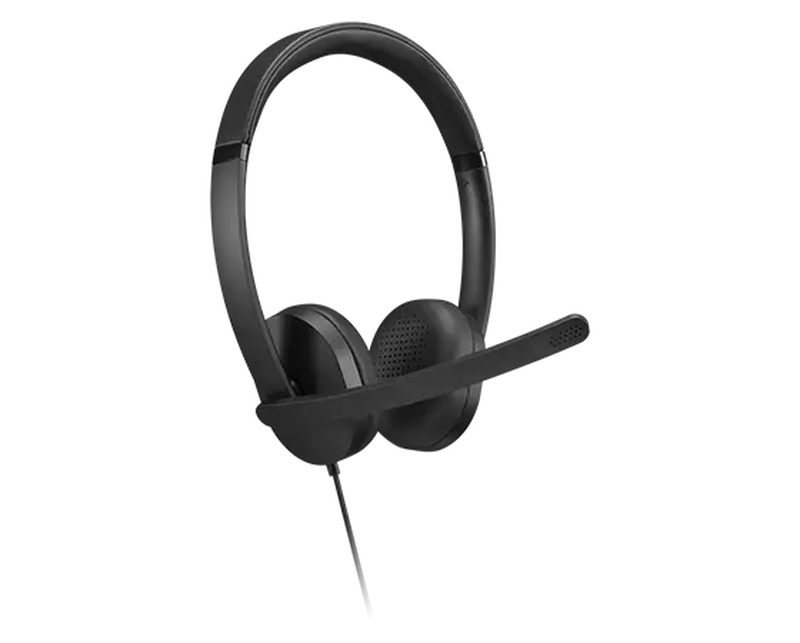 Lenovo USB-a wired stereo headset Gen 2 4xd1p83425 on-ear boom mic in-line controls plug and play black-null