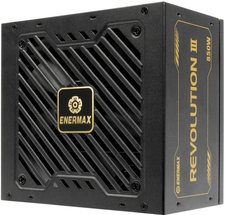 Enermax revolution III 850w erv850g-ahg-mac atx 3.1 fully modular power supply 80 plus gold pcie 12v-2x6 black-null
