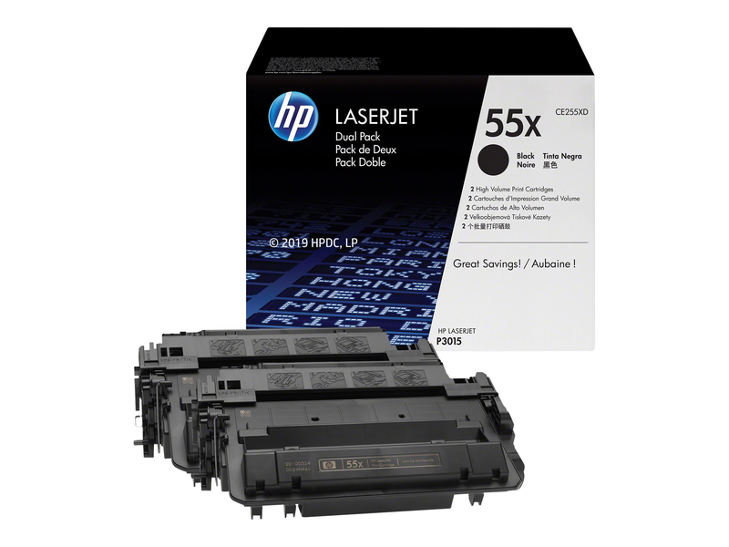 Hp 55x ce255xd 2-pack high yield black original laserjet toner cartridge, , medium-null