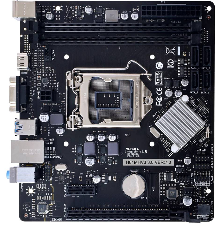 Biostar h81mhv3 3.0 micro-atx motherboard lga 1150 intel h81 ddr3 pcie 2.0 x16 sata III HDMI vga gbe lan black-null