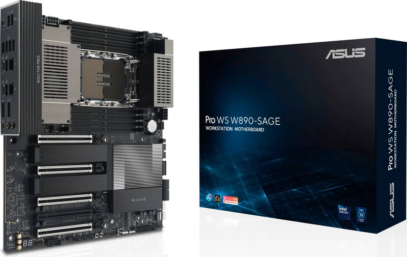 Asus pro ws w890-sage workstation motherboard socket lga 4710 intel w890 ceb 8x ddr5 rdimm pcie 5.0 10GBe 2.5GBe USB4-null