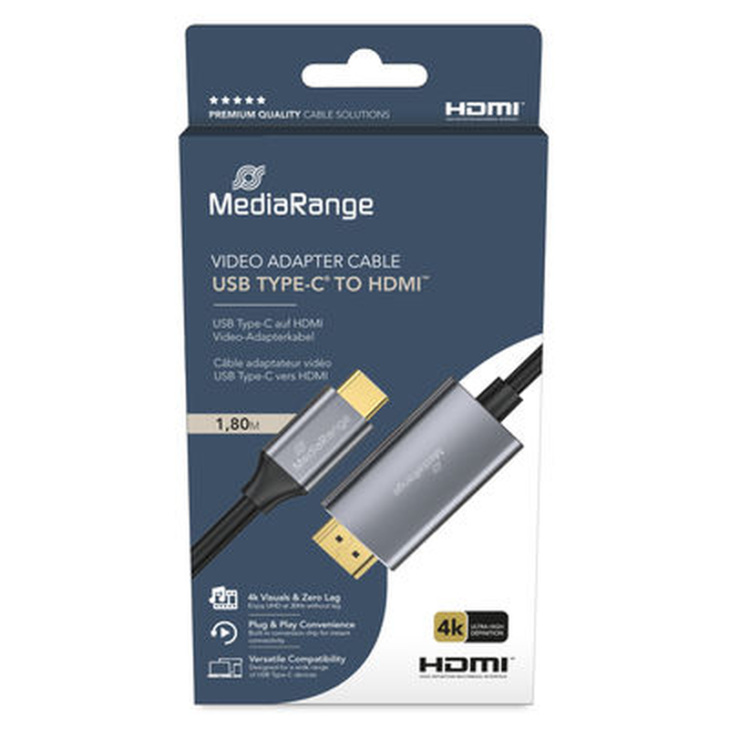 Mediarange USB Type-C&reg; 3.2 Gen. 1x1 to hdmi&trade; video adapter cable 1,8m, , medium-null