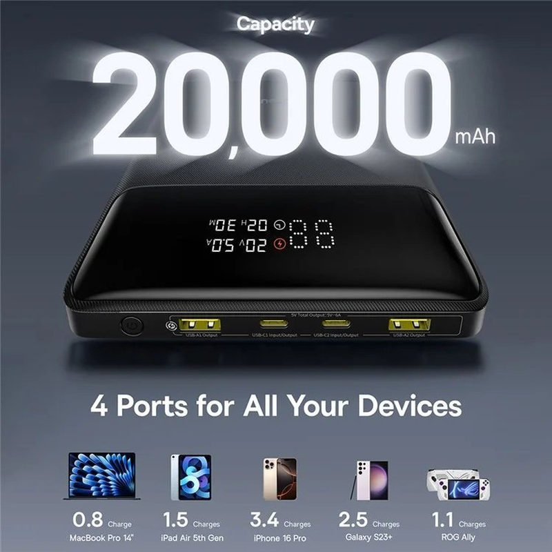 Baseus powerbank 100w 20000mAh display blade h1 lite black, , medium-null