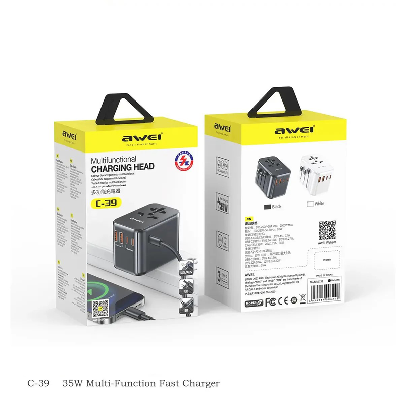 Awei c-39 travel adapter wall fast charger, , medium-null