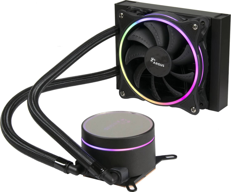 Inter-tech 88885623 120mm argb aio liquid CPU cooler copper base argb fan and pump 5v intel lga1700 AMD am5 black-null
