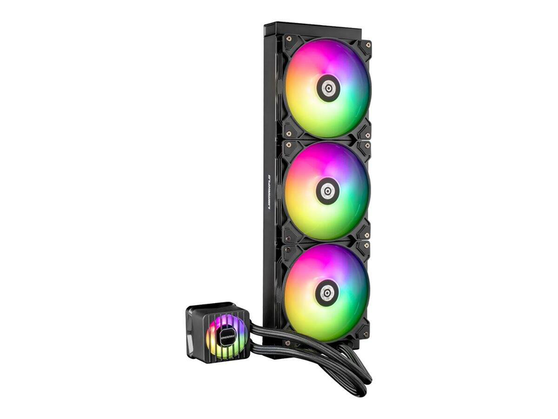 Enermax liqmaxflo 420 argb black 420mm aio liquid CPU cooler triple 140mm fans vrm fan copper base 420w tdp-null