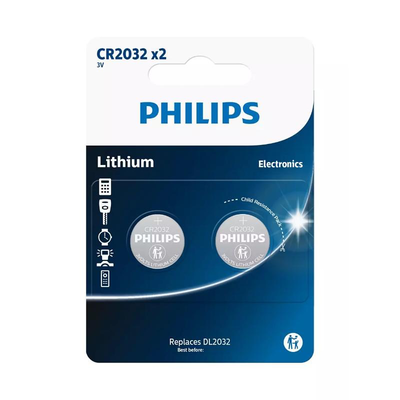 Philips cr2032p2/01bgrs lithium battery blister 210mAh 3v 2pcs, , medium